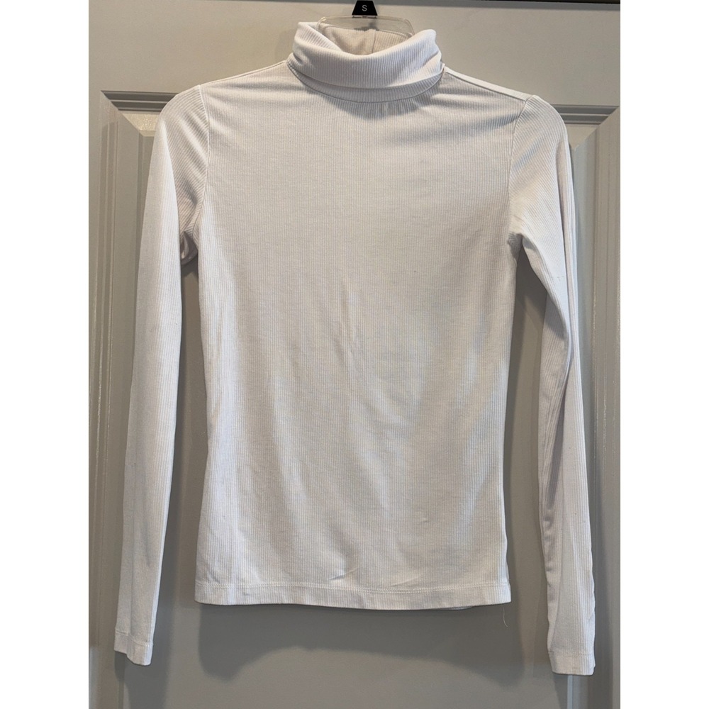 Active USA Ribbed Top Womens Medium‎ White Scuba Knit Turtleneck Casual Wear